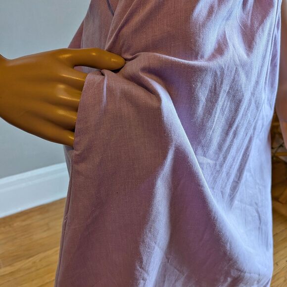 Vintage 80s TropiCool Lavender Purple Shirt Dress Cotton Midi Size 12 - Picture 9 of 15